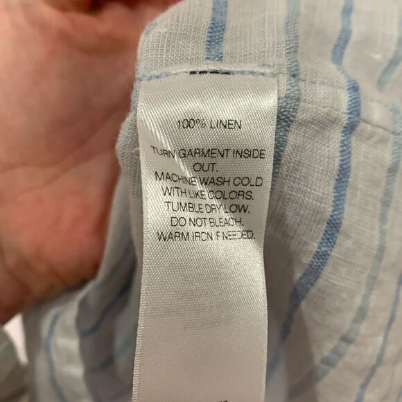Vinyard Vines linen horizontal striped blue and white tunic embroidered size 0 - Picture 7 of 8